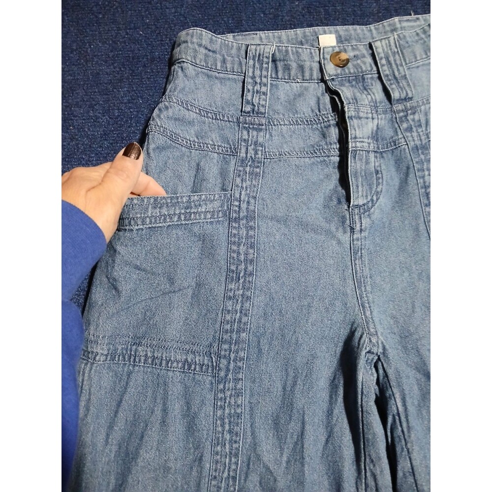 American Eagle Wide Leg Blue Jeans Button fly Size 00 - Picture 3 of 13